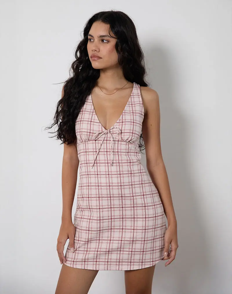 Asatari Mini Dress In Basic Tartan Pink 1