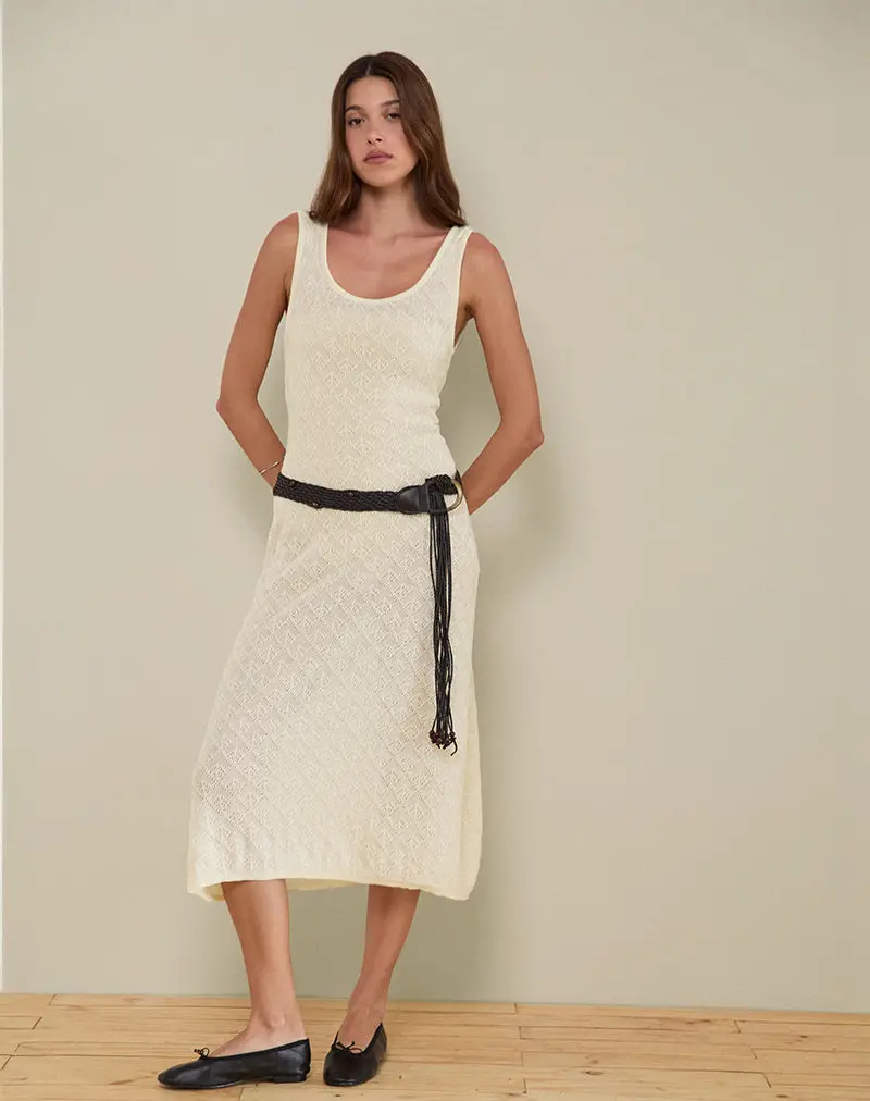 Ashtin Midi Dress In Pointelle Ivory 1