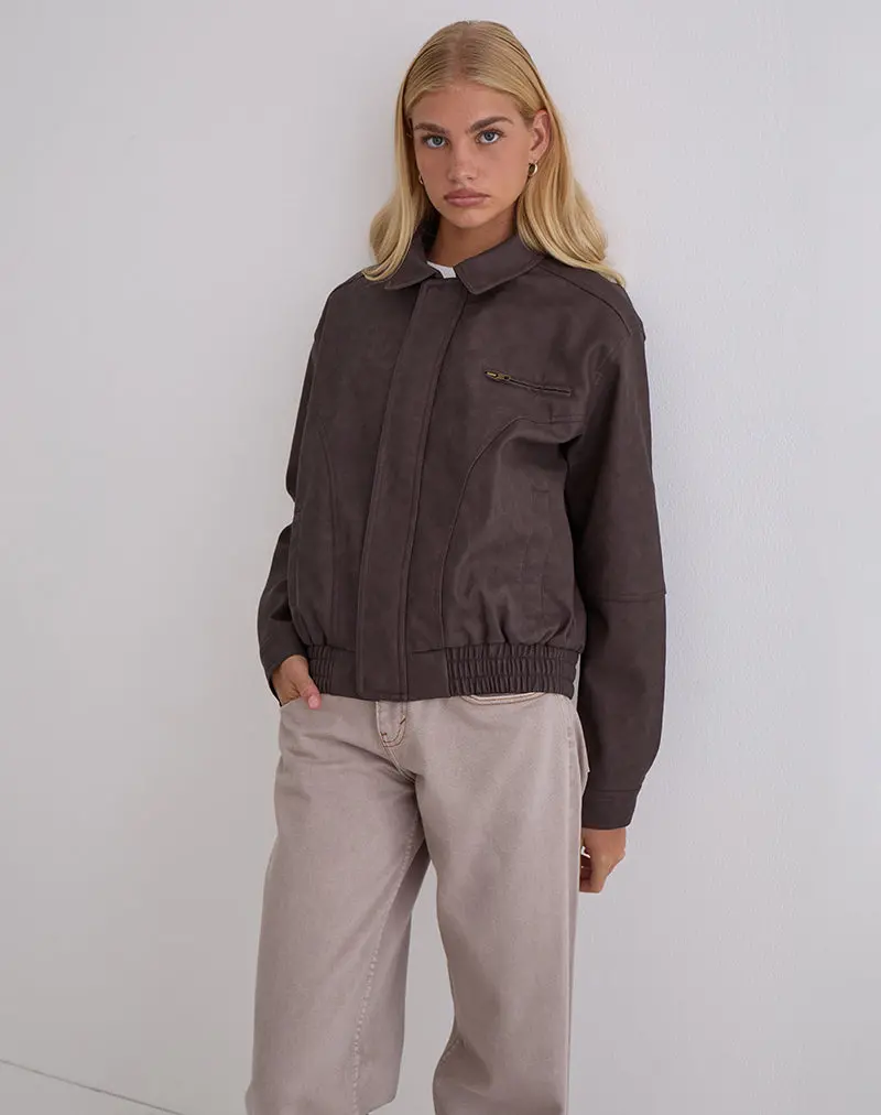 Aviara Jacket In Pu Dark Brown 1