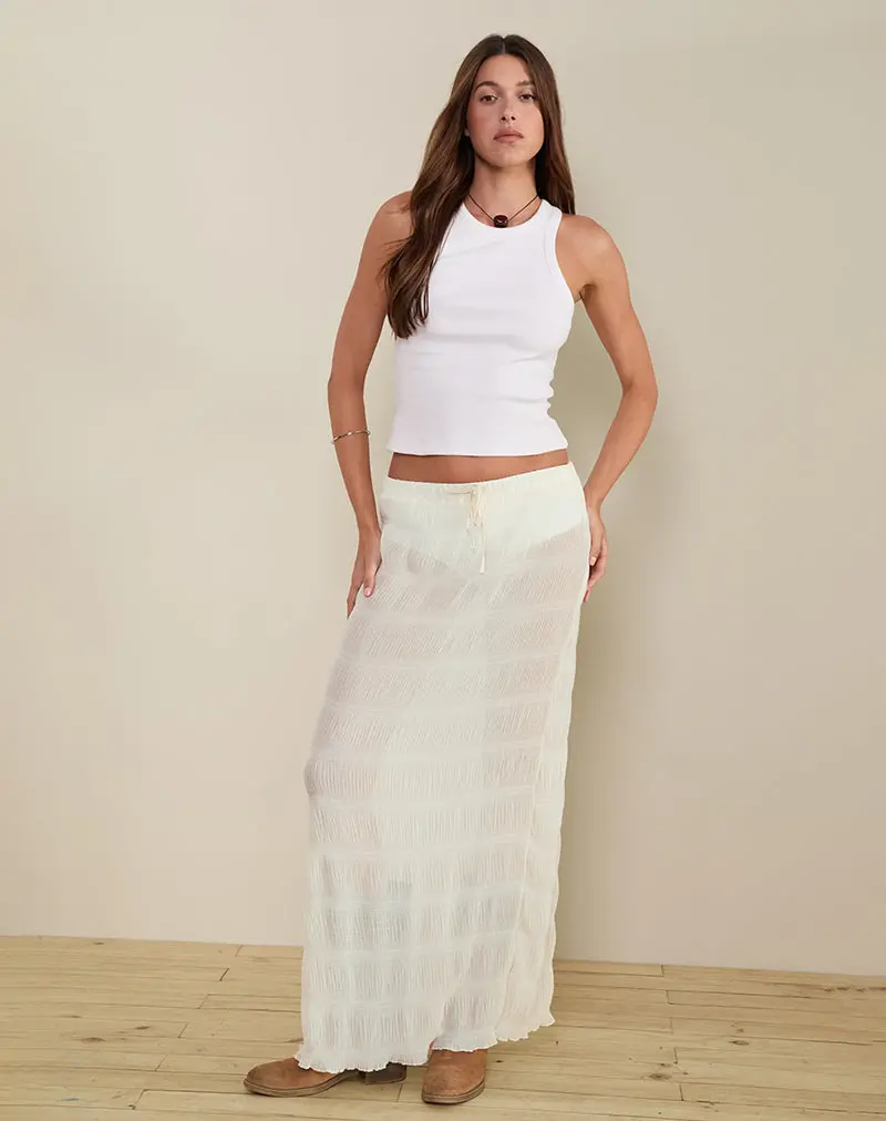 Bente Unlined Maxi Skirt In Chiffon Plisse Ivory 1