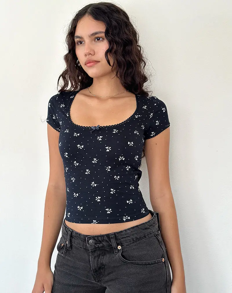 Bovino Top In Mini Bow Navy 1