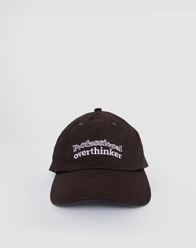 Cap In Bitter Chocolate With Professional Overthinker Slogan 1