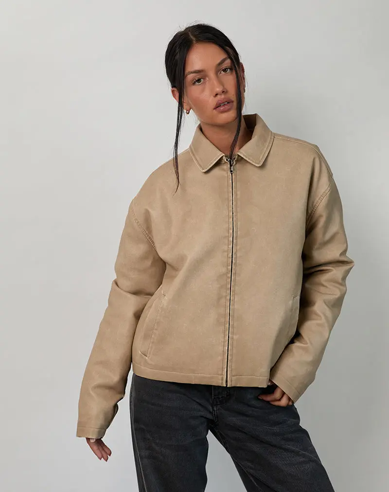 Catalin Jacket In Worn Pu Sand 1
