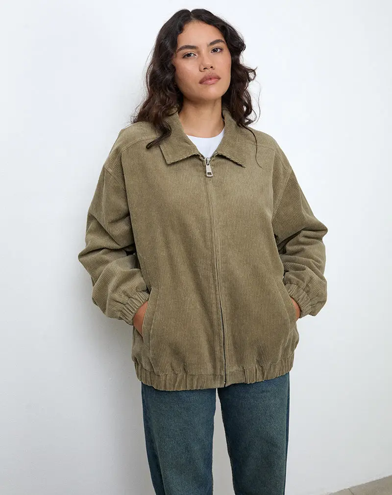 Cavita Jacket In Cord Artichoke Green 1