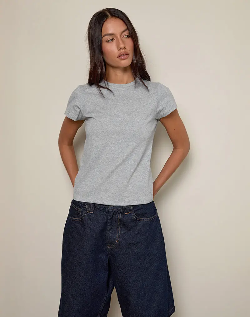 Clio Baggy Tee In Grey Marl 1