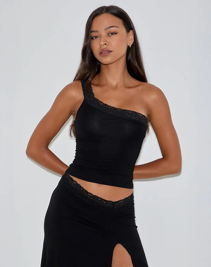 Cordia One Shoulder Top In Black 1