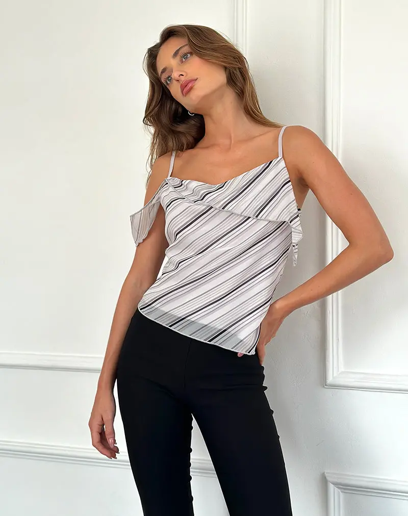 Davila Cami Top In Diagonal Stripe Tonal Grey 1