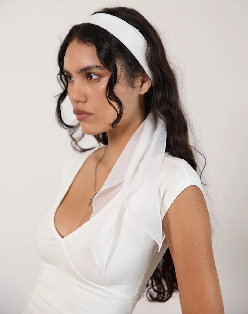 Hairband In Textured Chiffon White 1