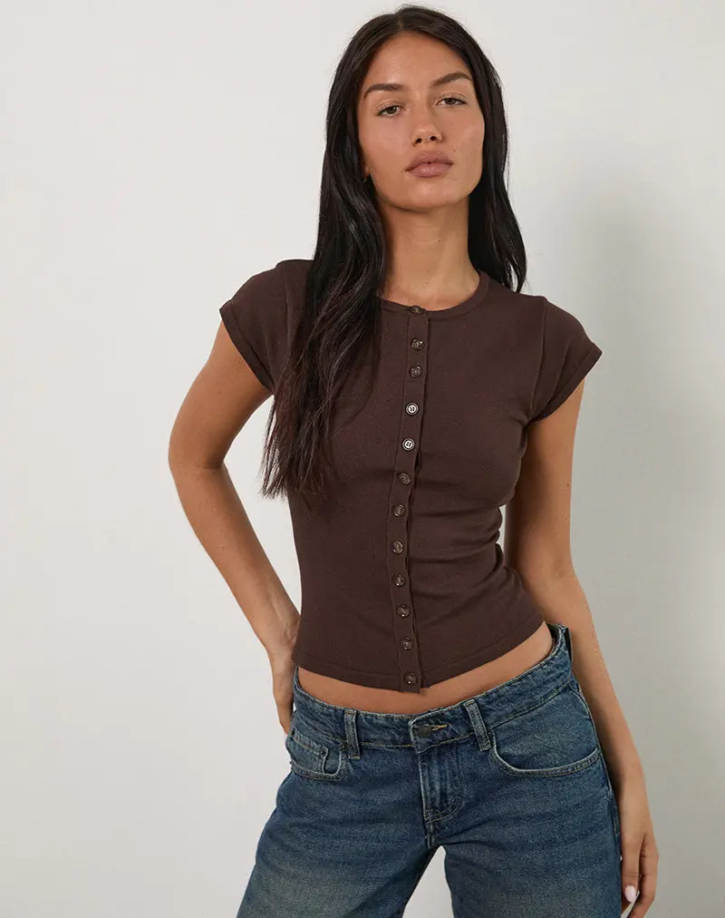 Elmira Top In Knit Bitter Chocolate 1