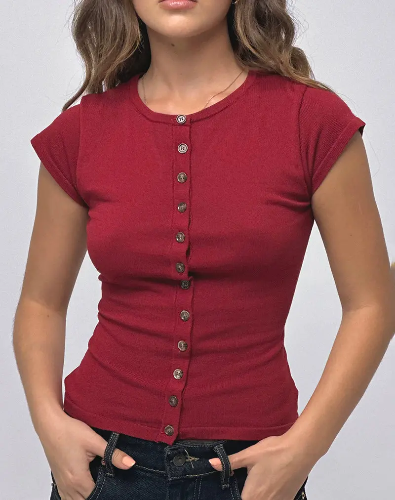 Elmira Top In Knit Burgundy 1