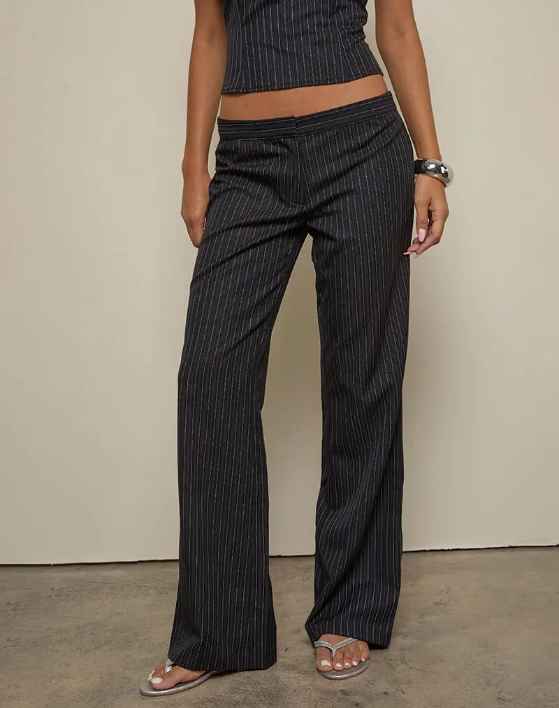 Ganta Slim Trouser In Pinstripe Black 1