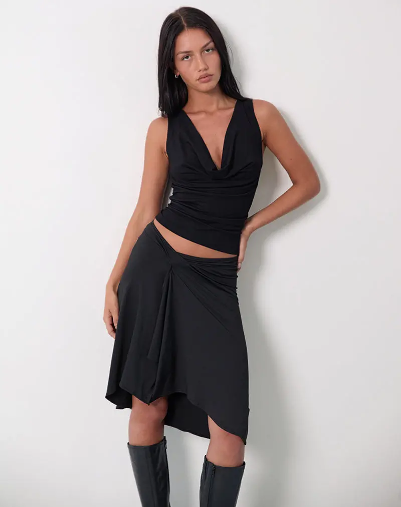 Esmeray Midi Skirt In Black 1
