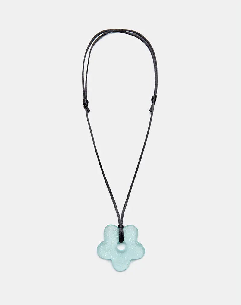 Flower Necklace In Resin Blue 1