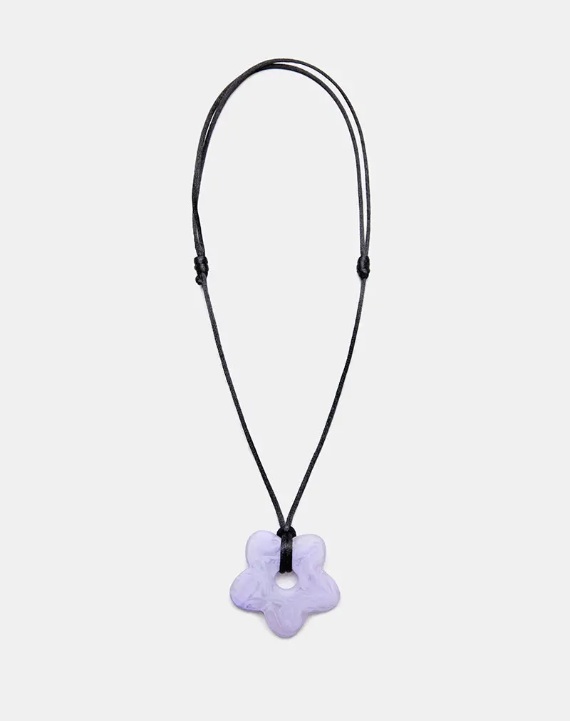 Flower Necklace In Resin Lilac 1