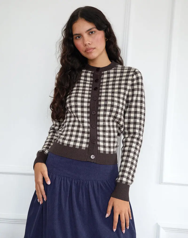 Hanudia Cardi In Gingham Brown 1