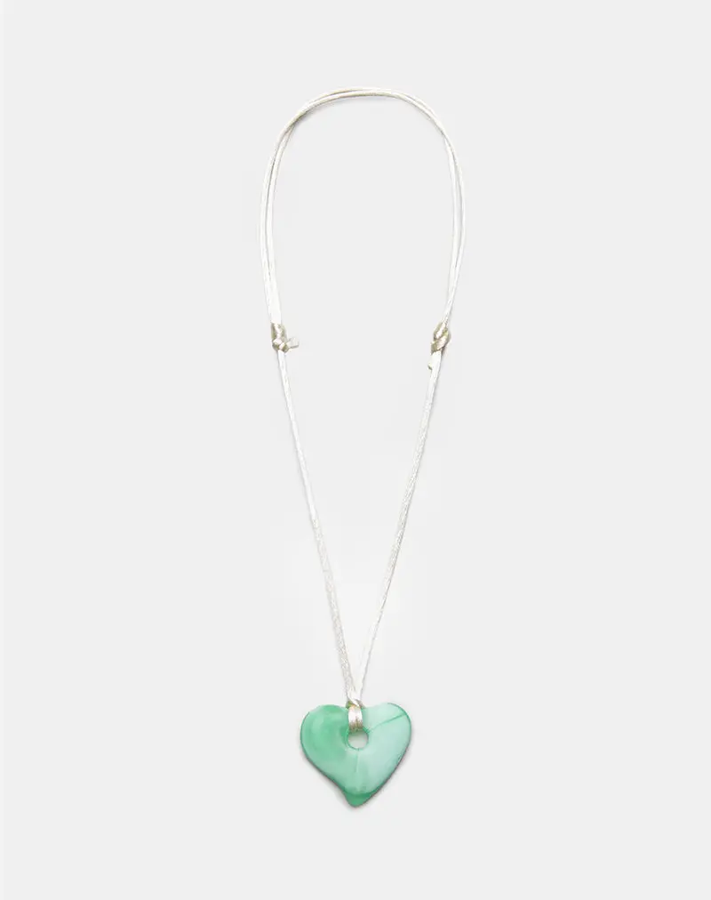Heart Necklace In Resin Green 1