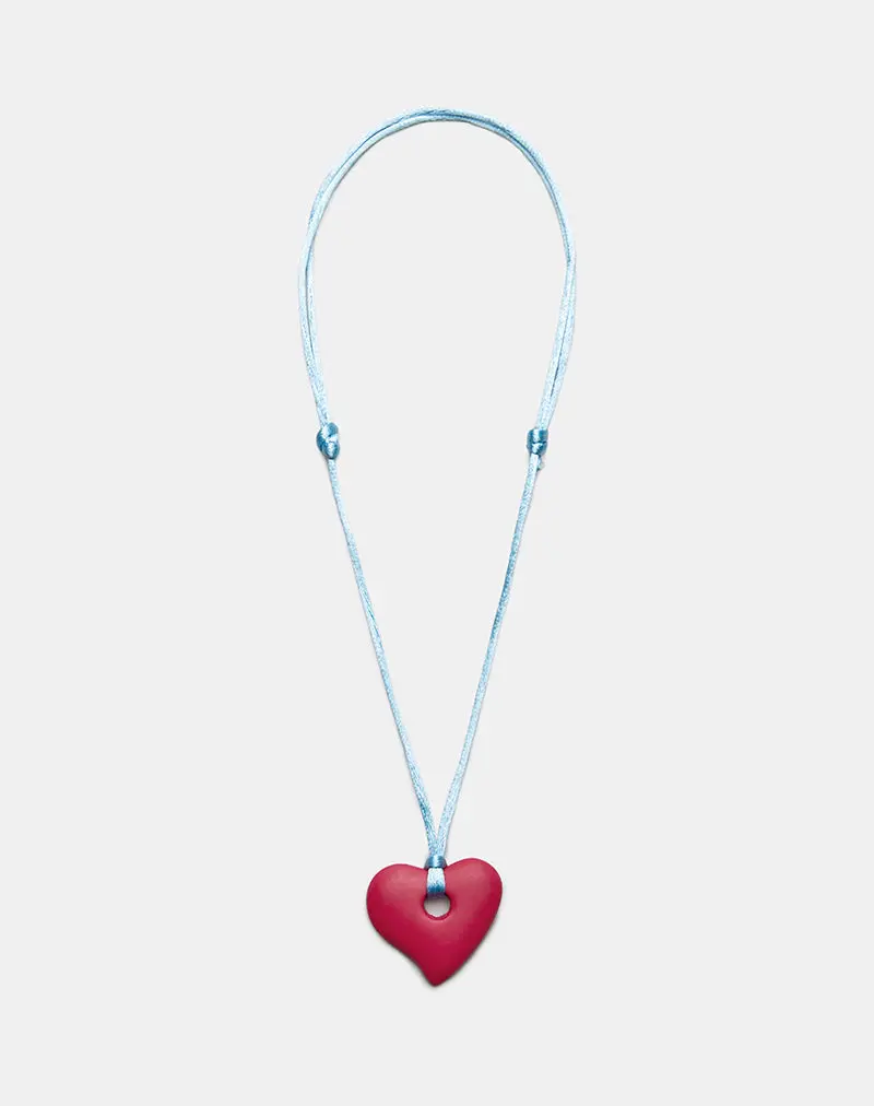 Heart Necklace In Resin Red 1