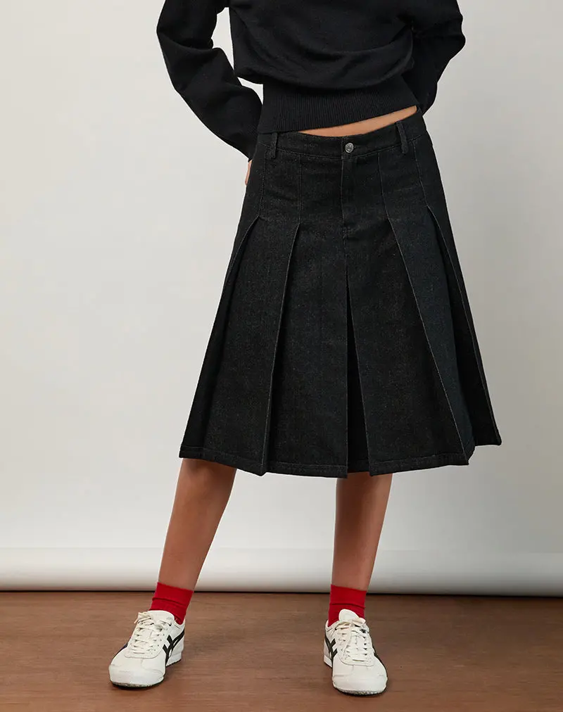 Sanjani Midi Skirt In Dark Chambray 1