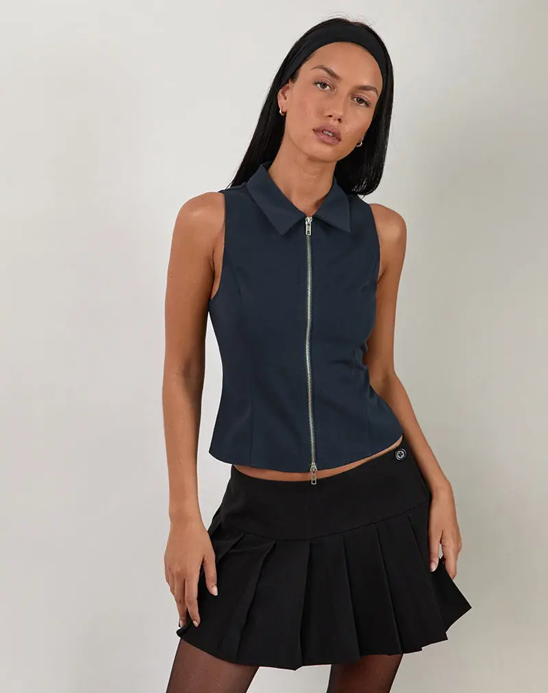 Janae Vest Top In Tailoring Navy 1
