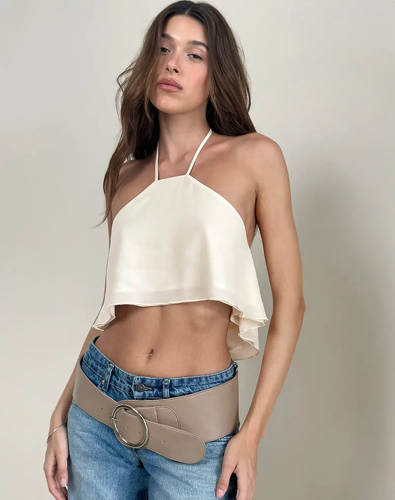 Jivika Crop Top In Chiffon Cream 1