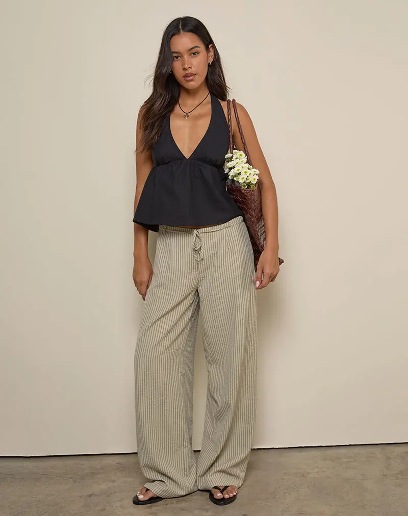 Juria Trouser In Neutral Khaki Stripe 1