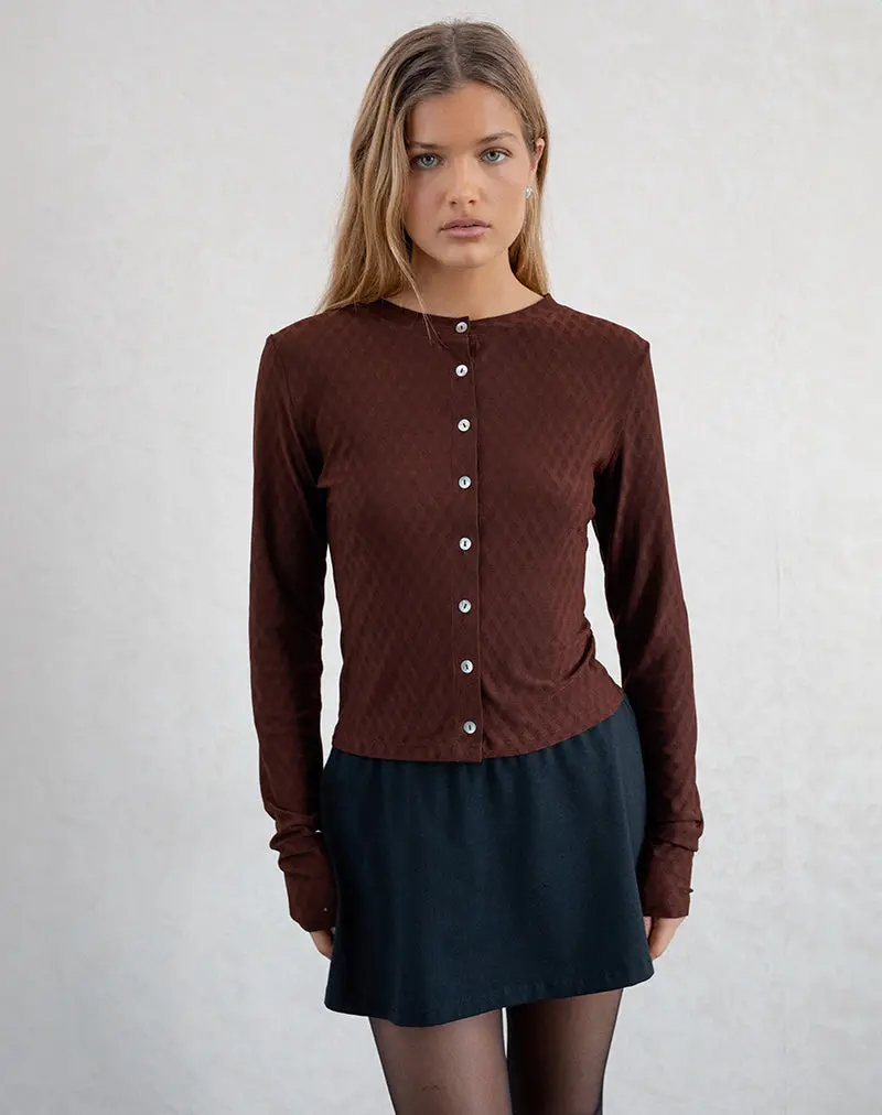 Kahula Shirt In Argyle Mesh Brown 1