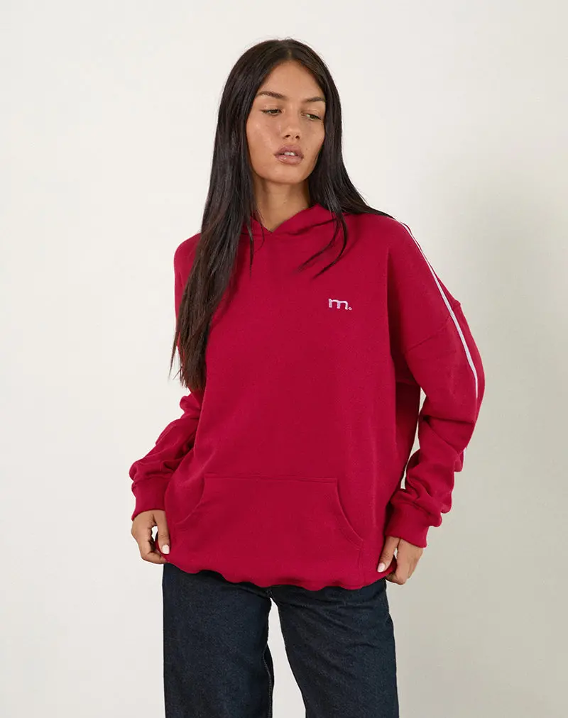 Kamari Hoodie In Adrenaline Red With Violet M Embroidery 1