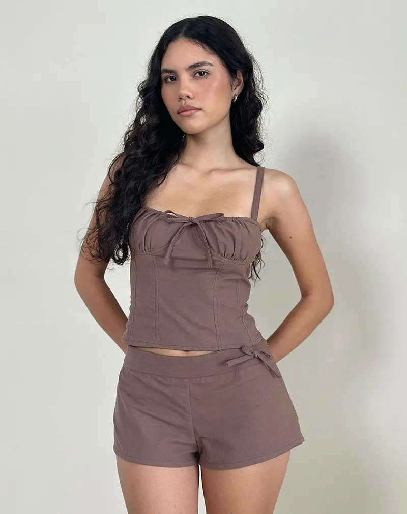 Kamden Cami Top In Linen Deep Taupe 1