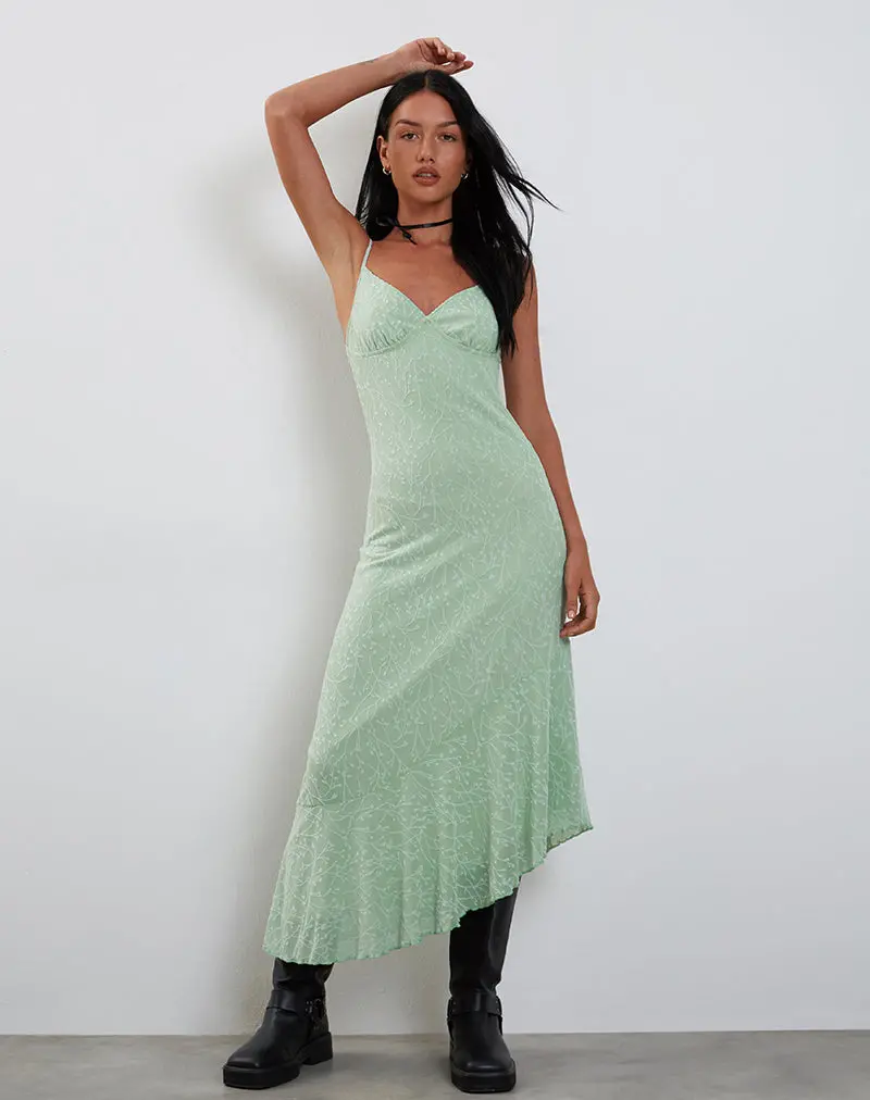 Kavala Midi Dress In Shadow Floral Sage 1