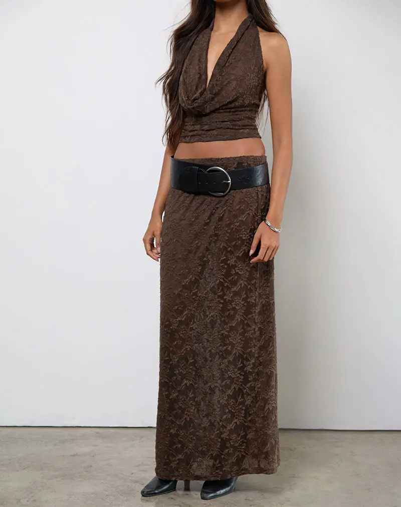 Tulus Skirt In Jacquard Knit Dark Brown 1