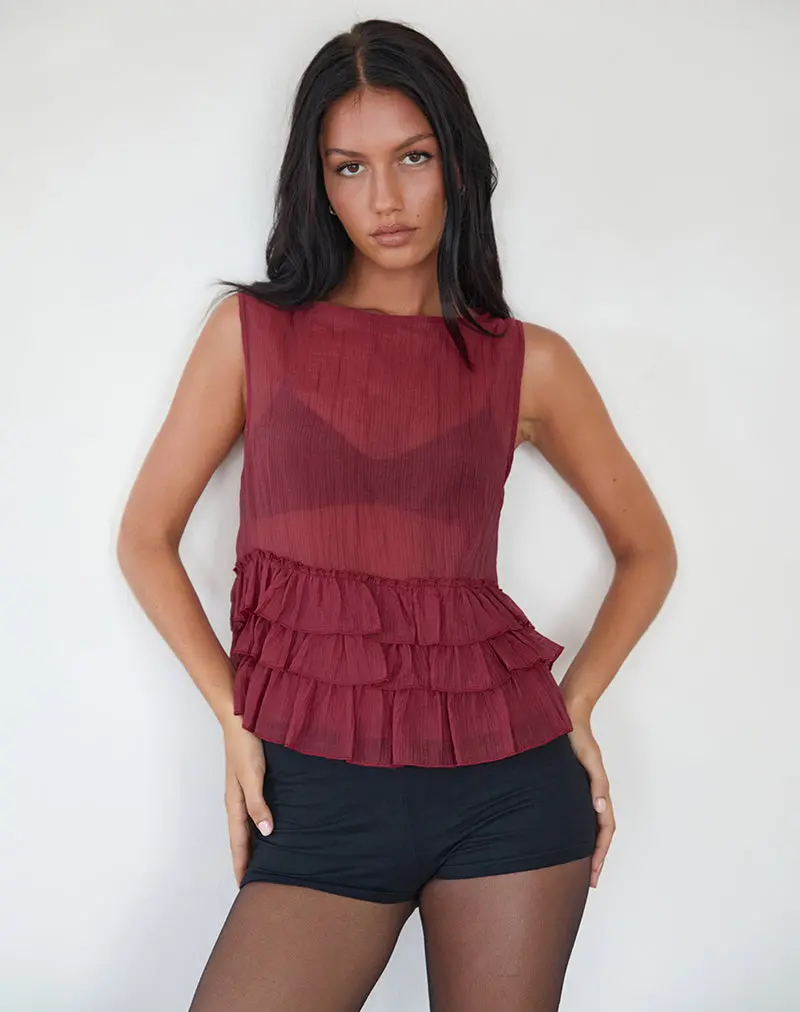 Lamina Unlined Blouse In Maroon 1