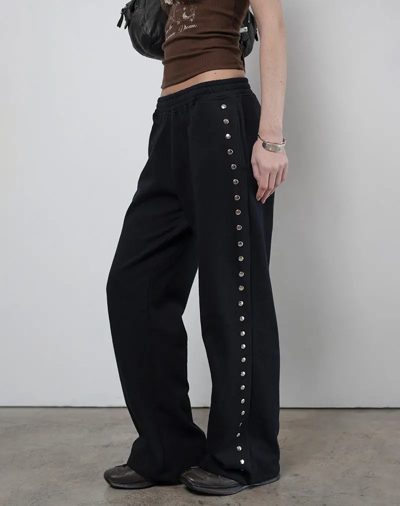 Lark Loose Fit Joggers In Black With Studs 1