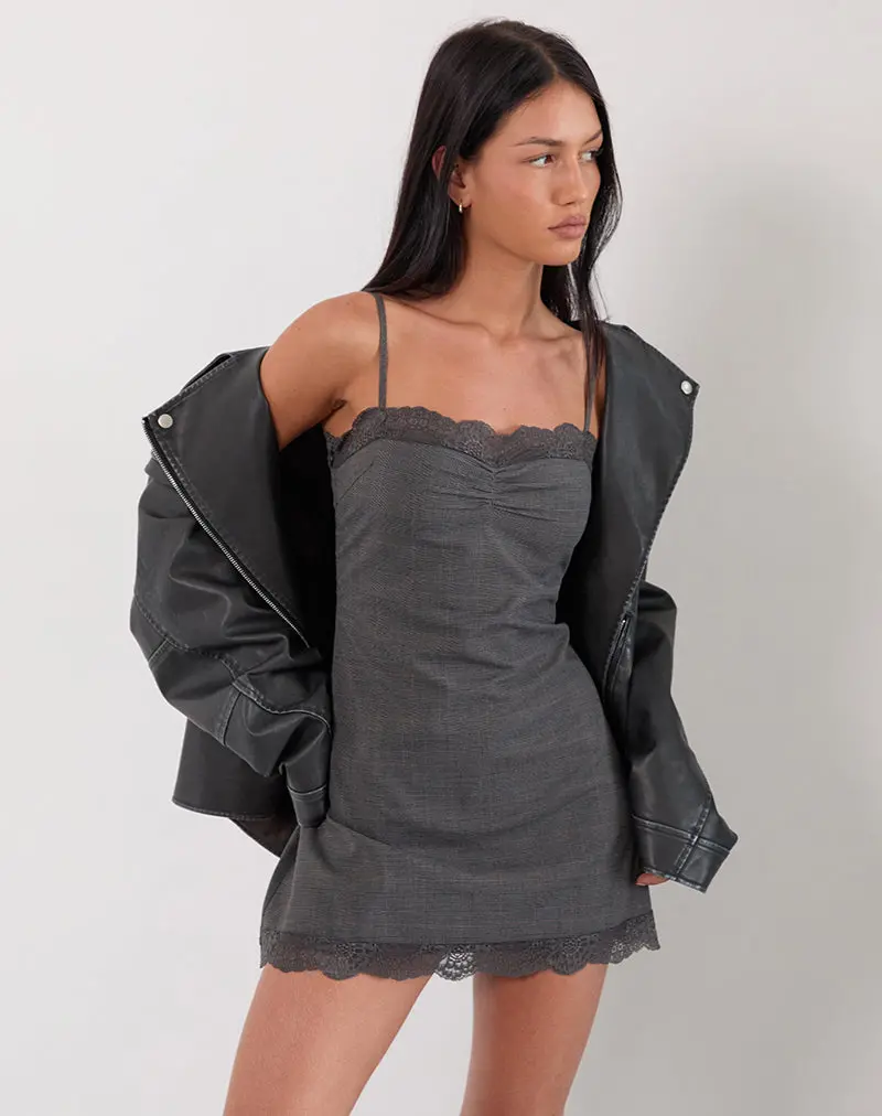 Larna Mini Dress In Check Tailoring Grey 1