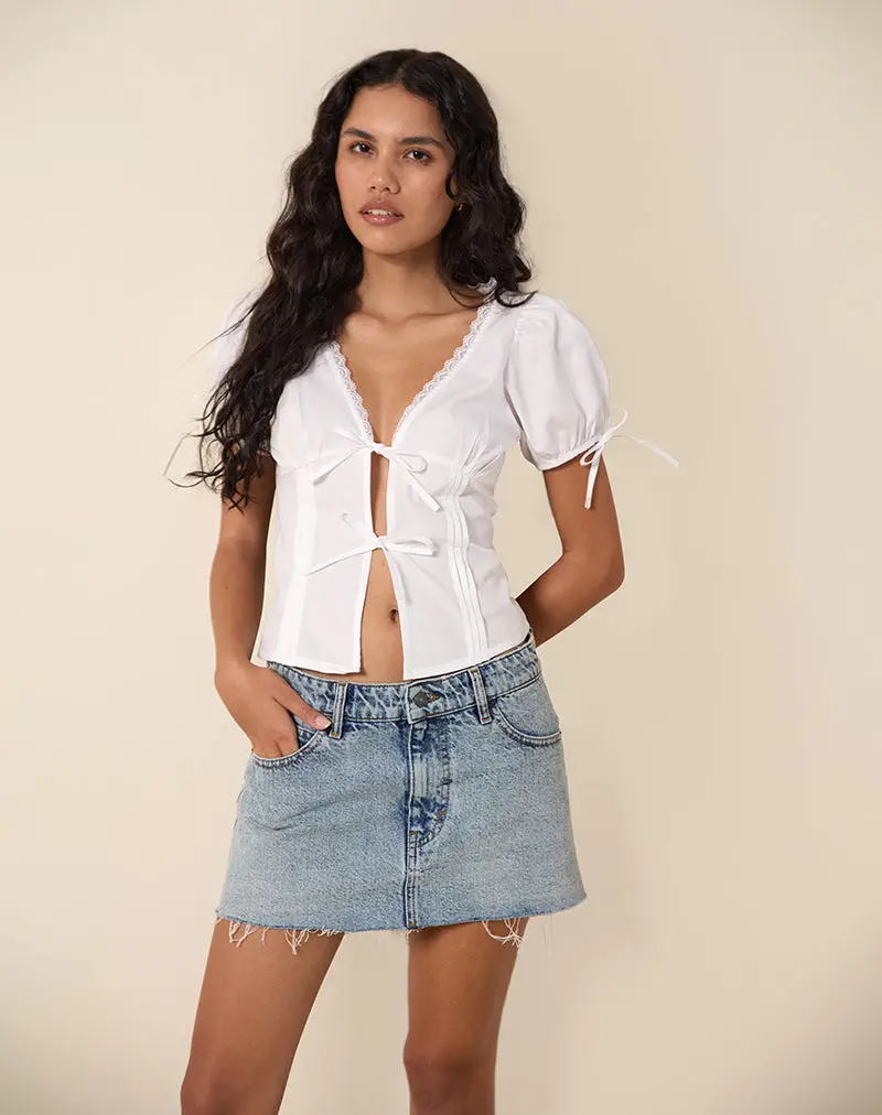 Lias Puff Sleeve Blouse In White 1