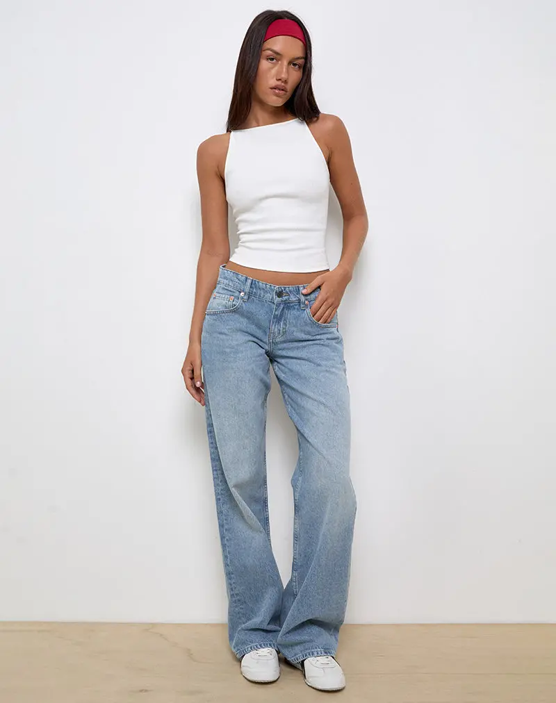 Low Rise Parallel Jeans In Bright Blue Used 1