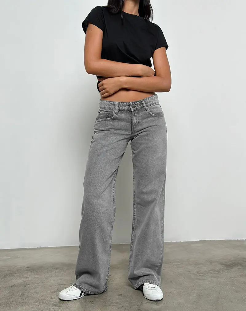 Low Rise Parallel Jeans In Grey Wash 1
