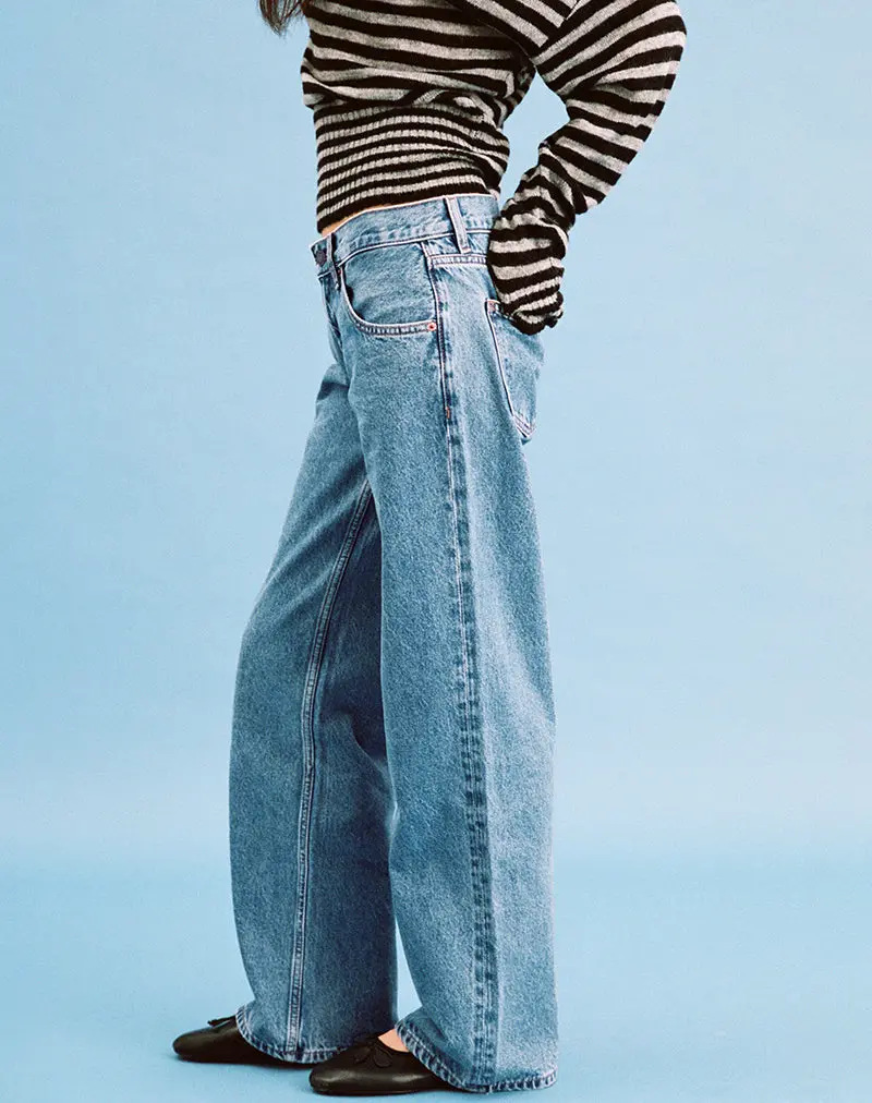 Low Rise Parallel Jeans In Blue Stone 1