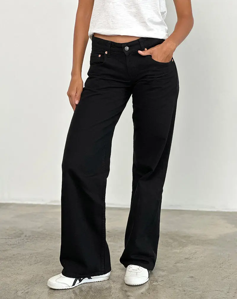 Low Rise Parallel Jeans In Rinse Black 1