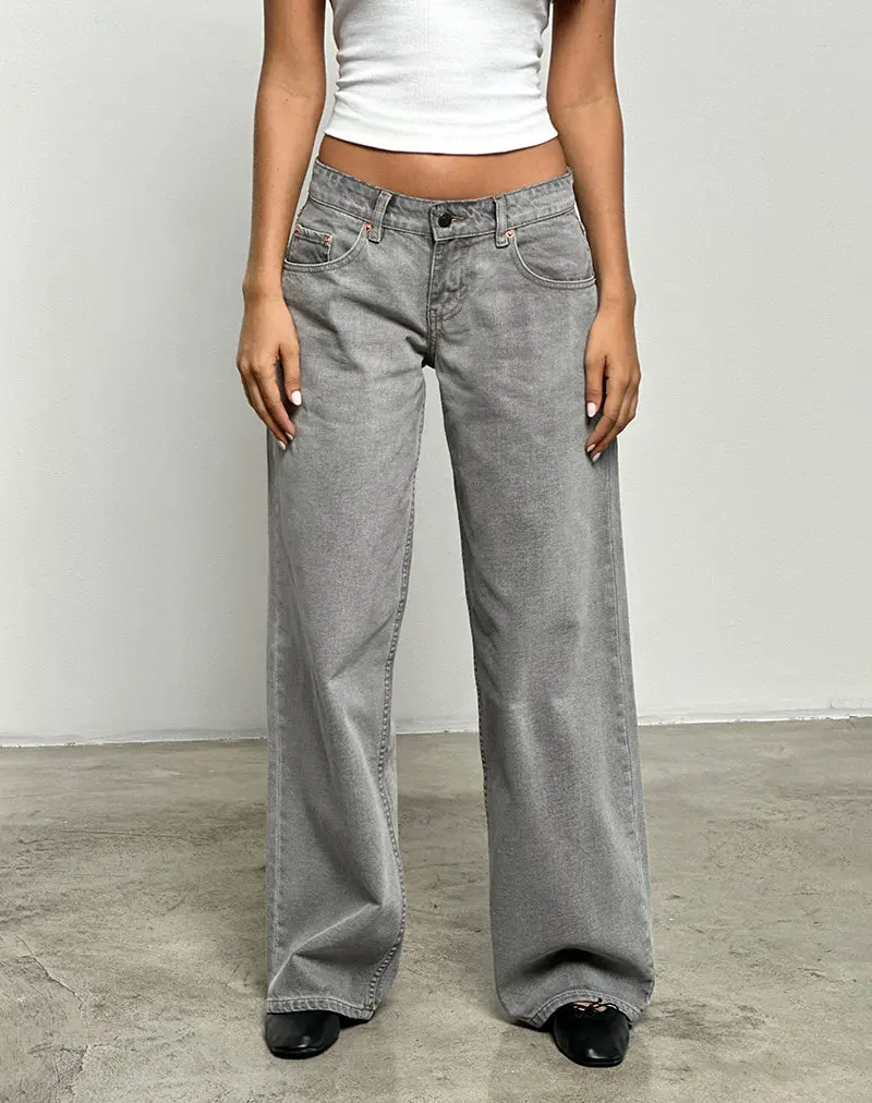 Low Rise Roomy Jeans In Bleach Grey 1