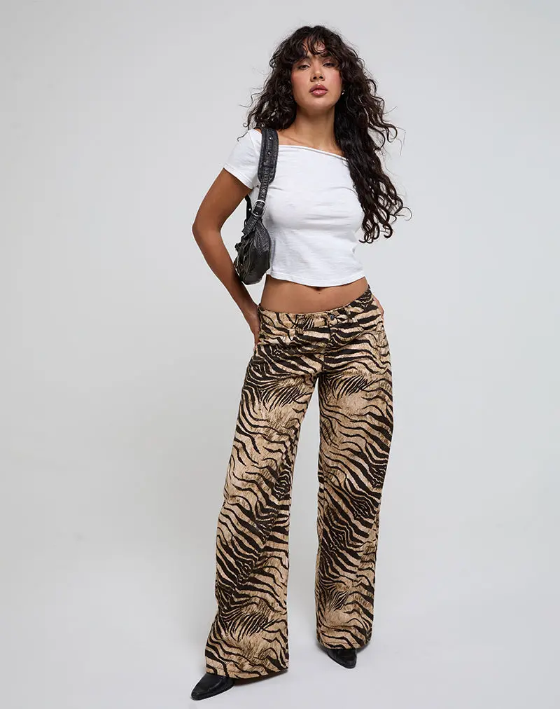 Low Rise Roomy Trousers In Wild Animal Print 1