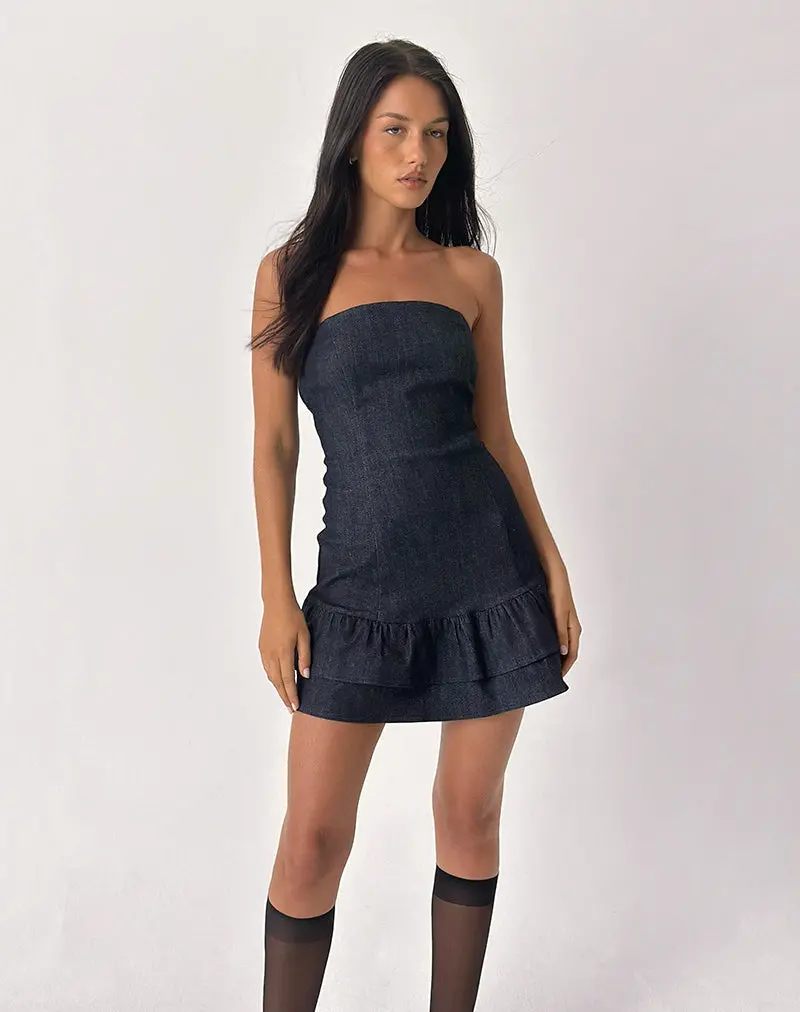 Luminis Mini Dress In Dark Denim Indigo 1