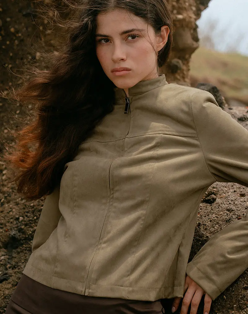 Mandy Jacket In Faux Suede Walnut 1