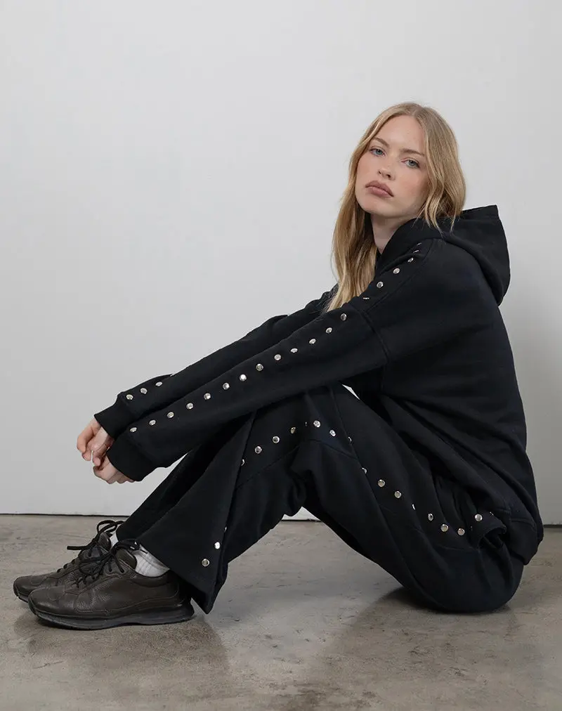 Max Hoodie In Black With Studs 1