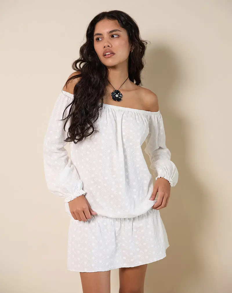 Melisandre Mini Dress In Broderie Ivory 1