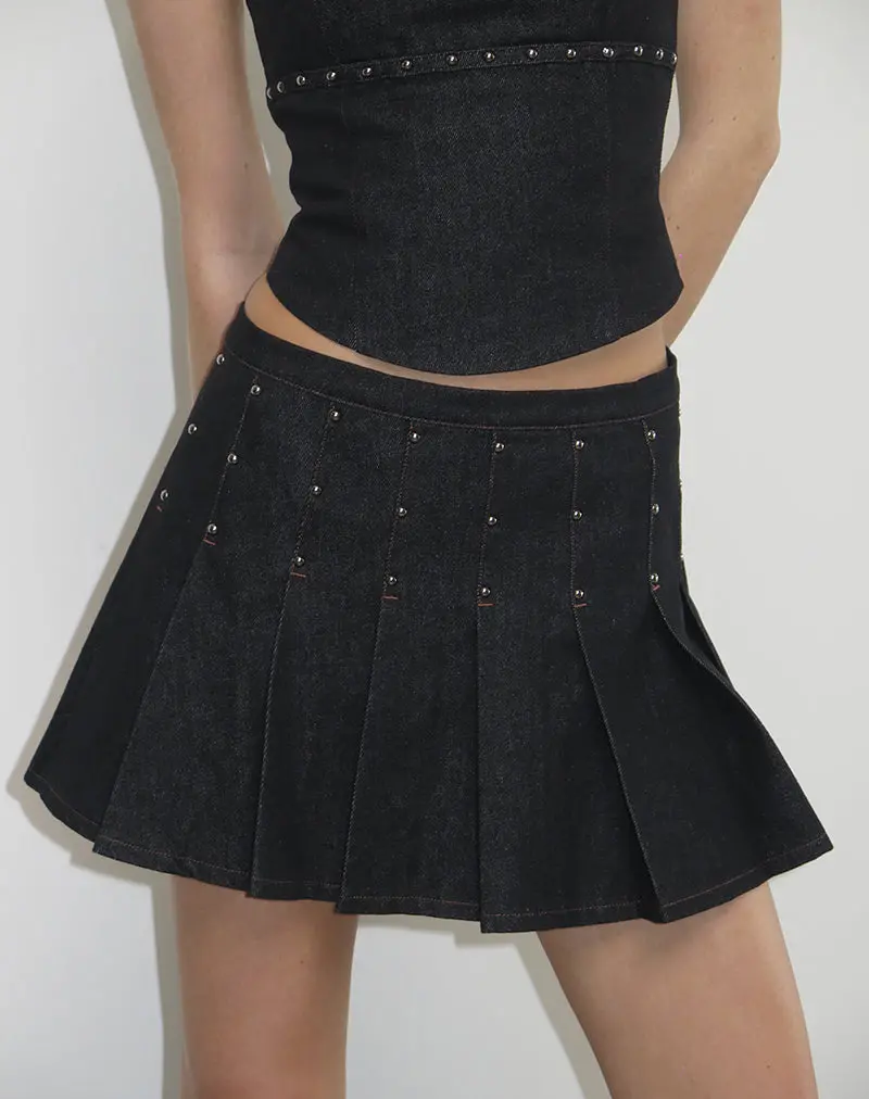 Gatlin Skirt In Chambray Studs Black 1