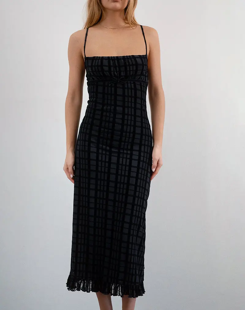 Nateda Dress In Tonal Check Flock Black 1