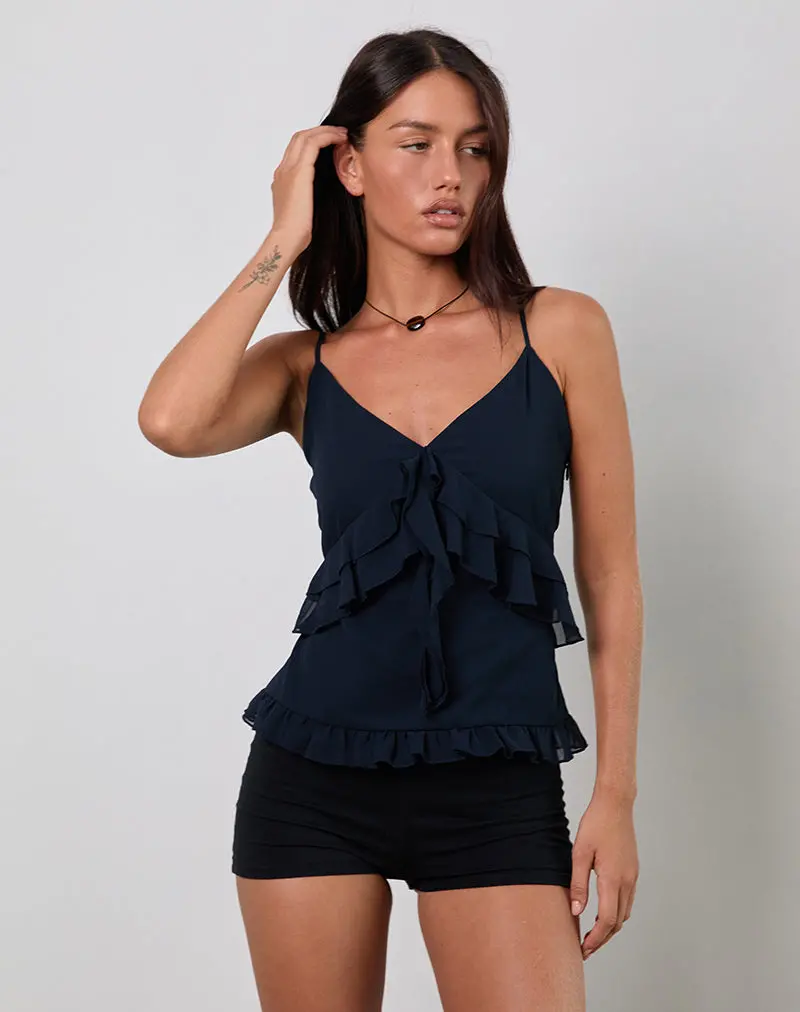 Nehla Cami Top In Chiffon Blue Graphite 1