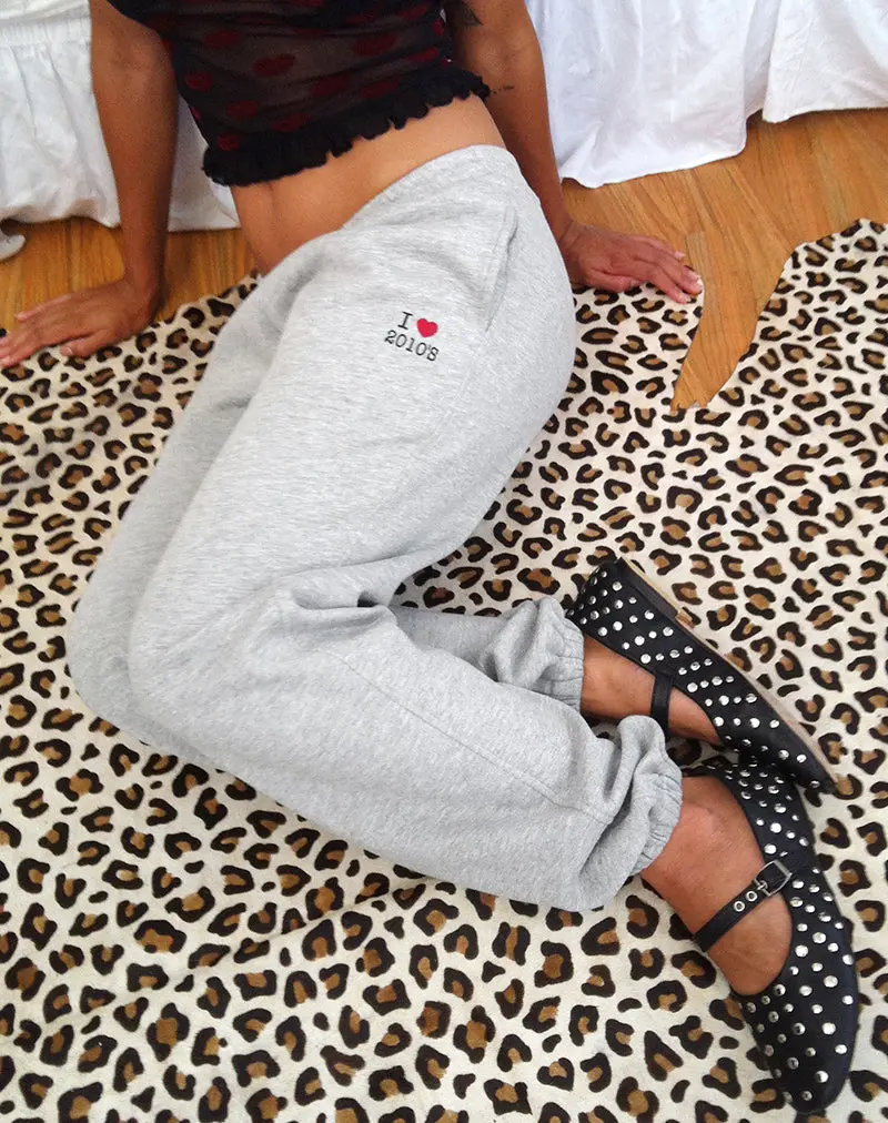 Emiko Oversized Joggers In Grey Marl With I Love 2010'S Print 1