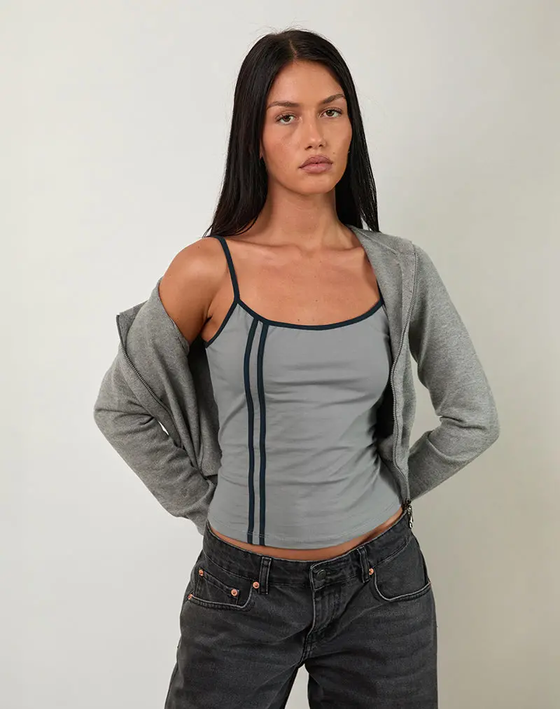 Nilaso Vest Top In Grey With Tapshoe Binding 1