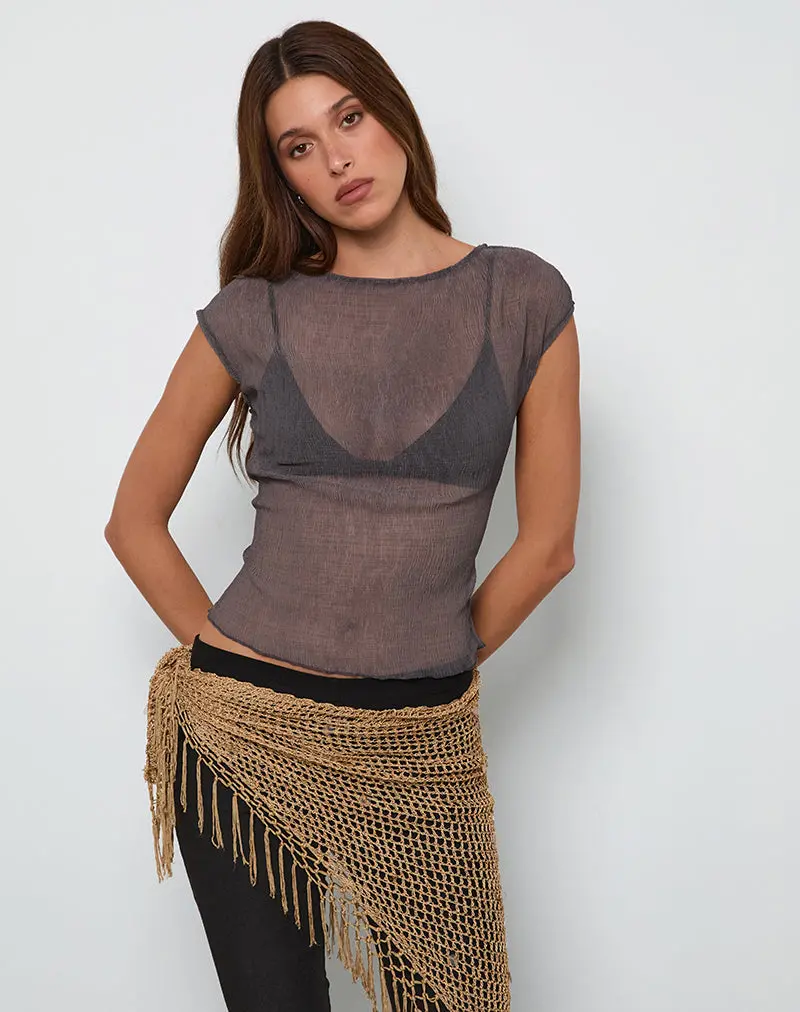 Nova Top In Grey Crinkle Chiffon 1